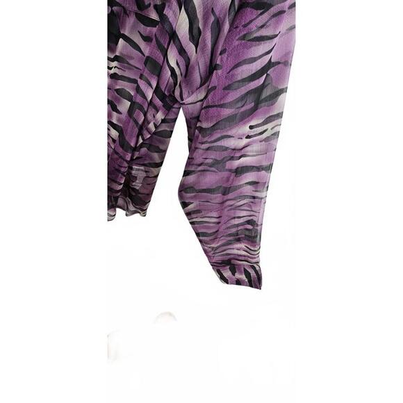 Nasty Gal Size 18 Purple and Black Sheer Button-Up Blouse with Animal Print - Picture 12 of 16